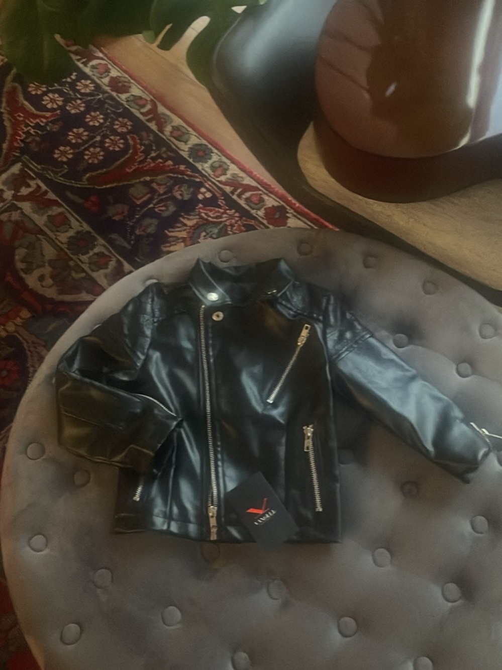 Kids Faux Leather Black Moto Jacket -